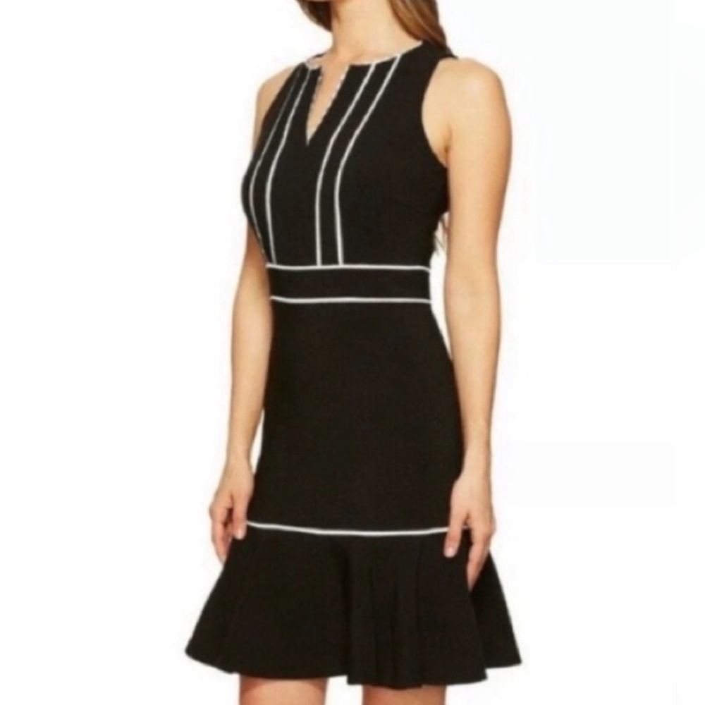 Kate Spade Little Black Dress Fit & Flare Contrast Trim Sleeveless Size 10
